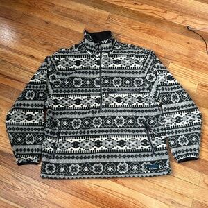 90s L.L. Bean Aztec Polartec Windbloc Nortic Fair Isle Snap T Fleece Sweater